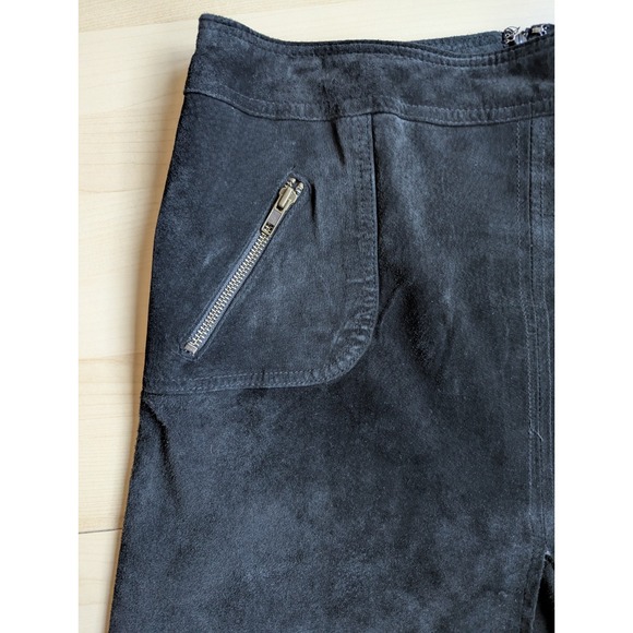 Context Vintage 90s Y2K Black Suede Skirt Sz 10 Pockets - Picture 2 of 11